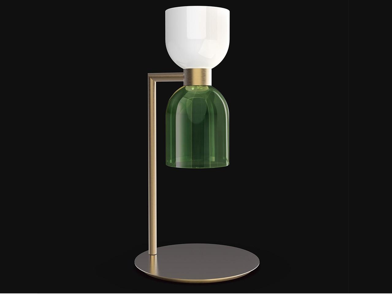 CATERINA 4026/LG LED glass and bushed brass table lamp with dimmer