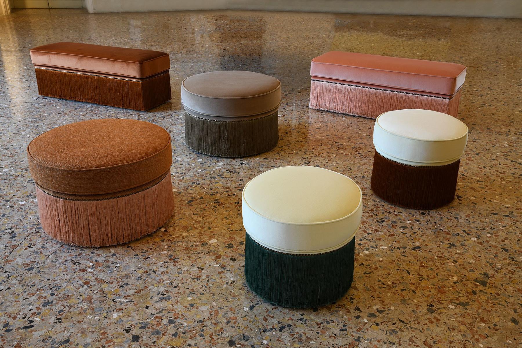 DIONE Upholstered rectangular fabric pouf