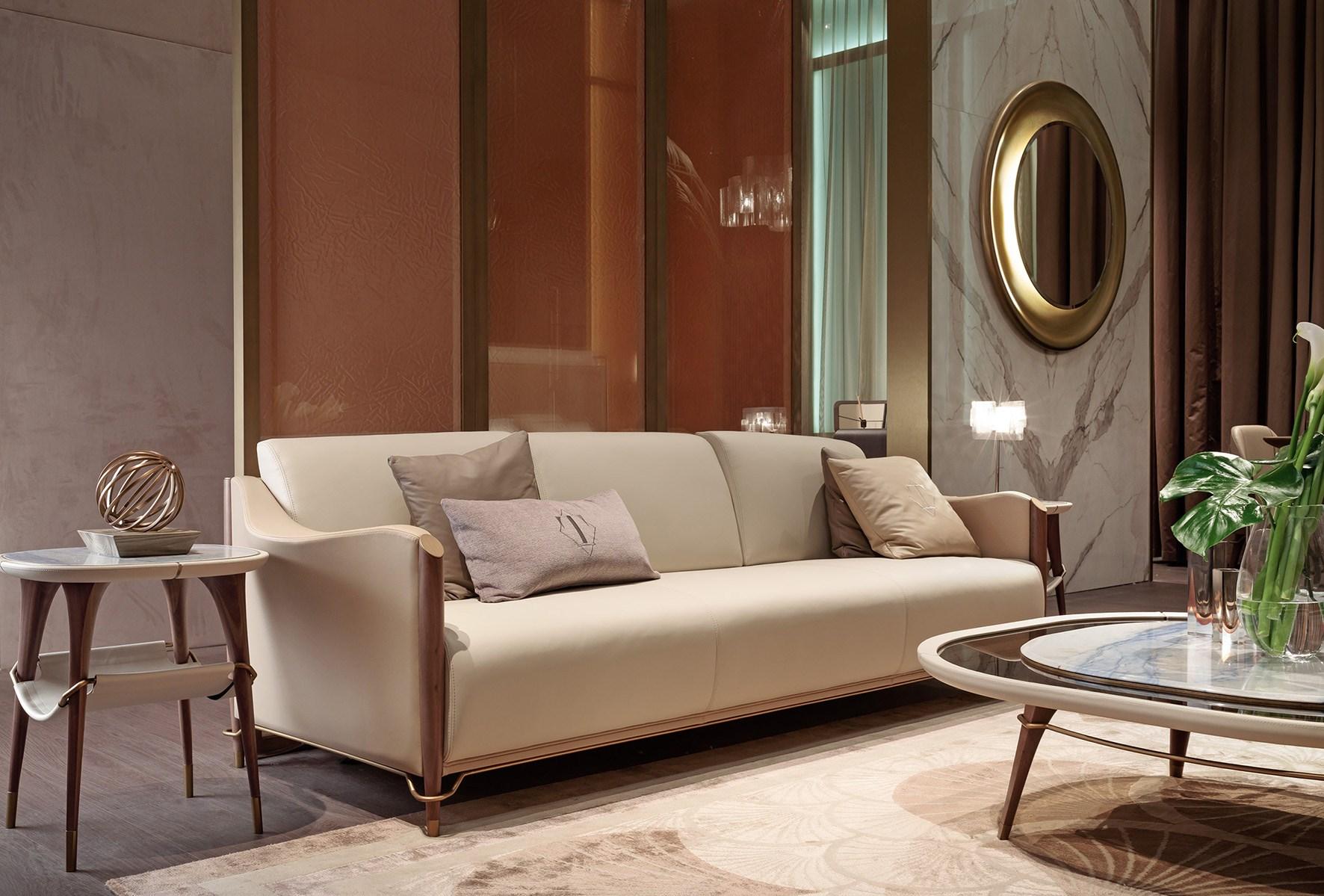 MELTING LIGHT 4 seater leather sofa