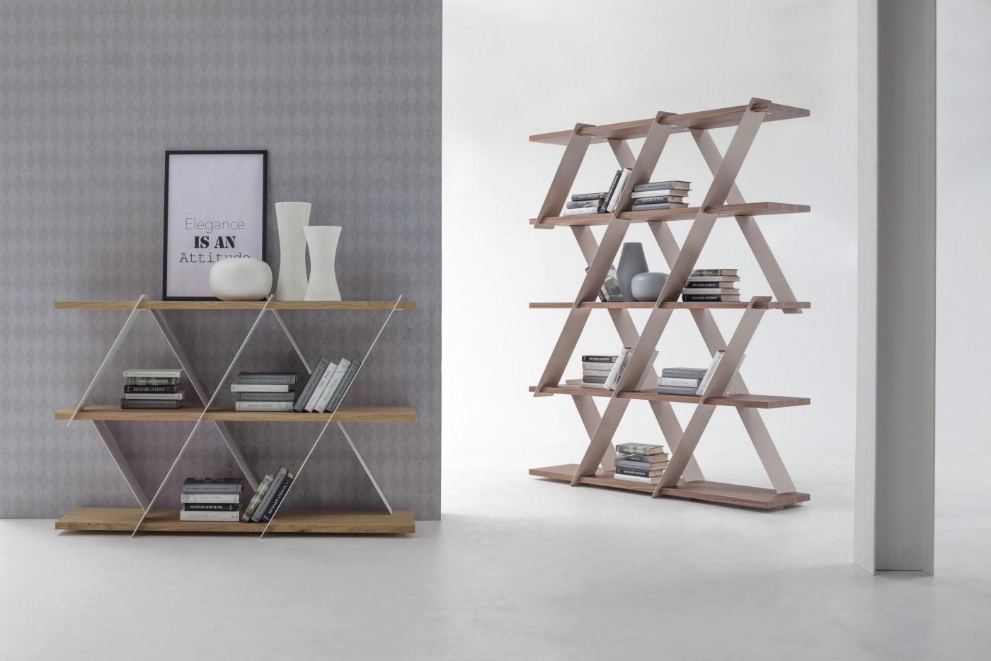 CASTLE Open freestanding double-sided wooden bookcase