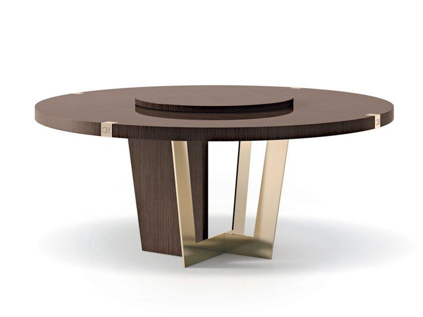 7915 Round wooden table with Lazy Susan