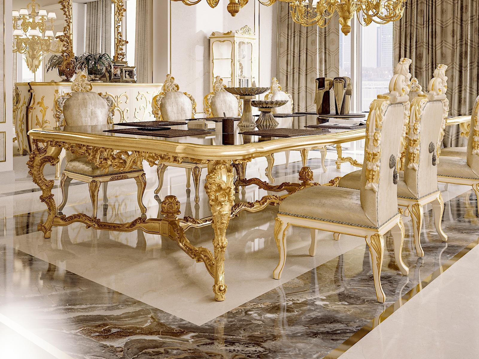 OPERA Rectangular gold leaf table