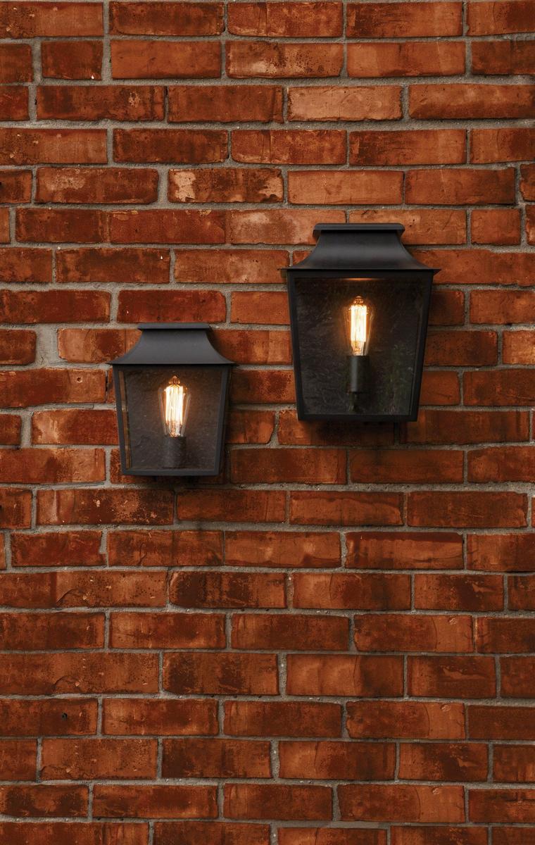 RICHMOND Glass and steel outdoor wall lamp with dimmer