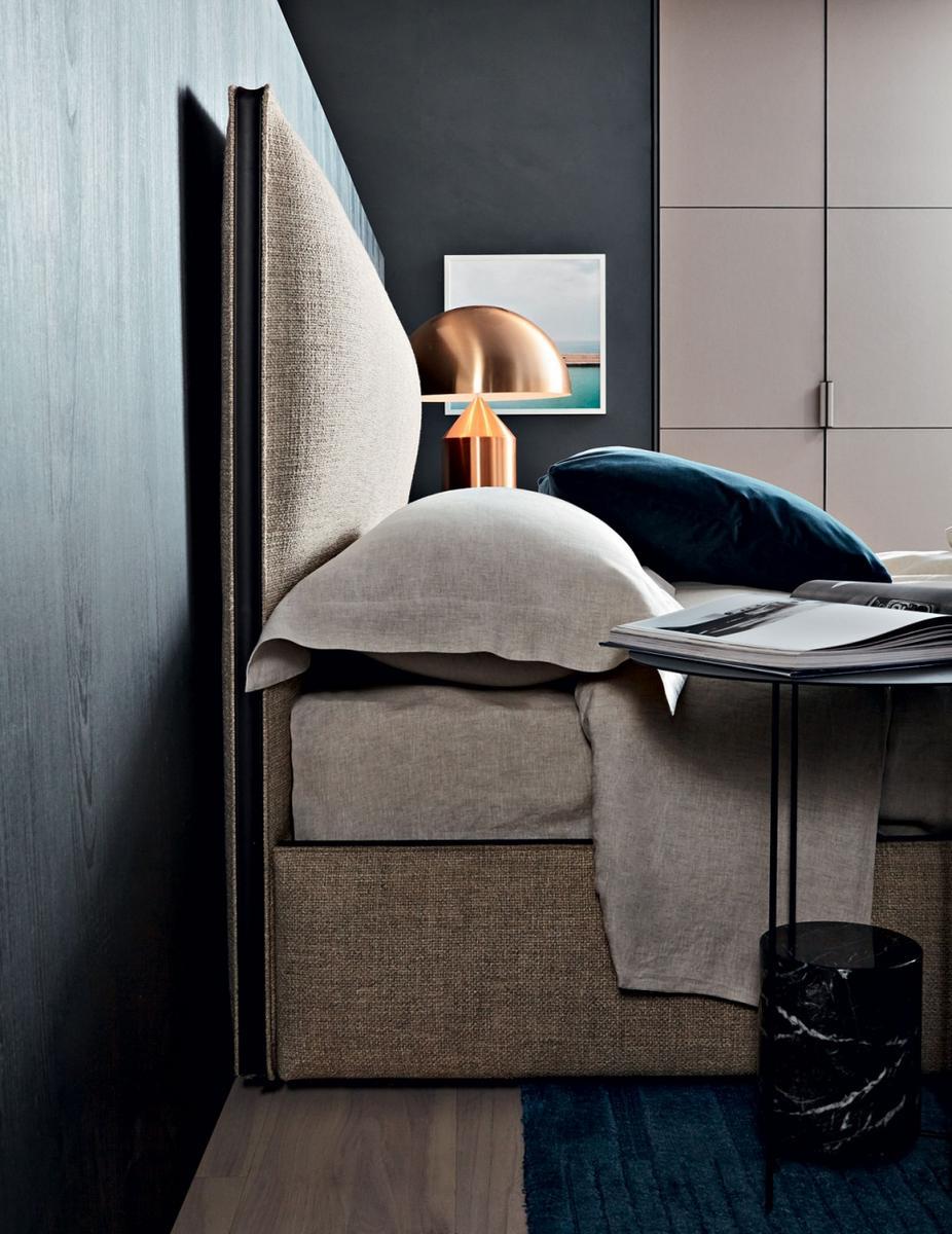 RIBBON Storage bed with upholstered headboard