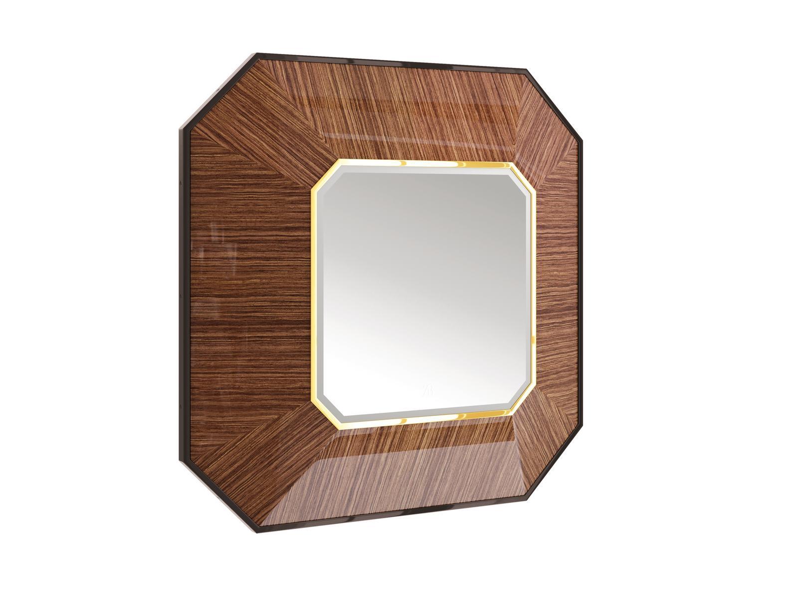 JUPITER Wall mirror with frame in canaletto walnut