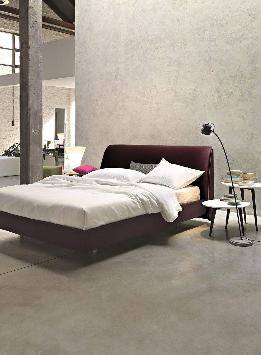 EDEL Fabric double bed with upholstered headboard