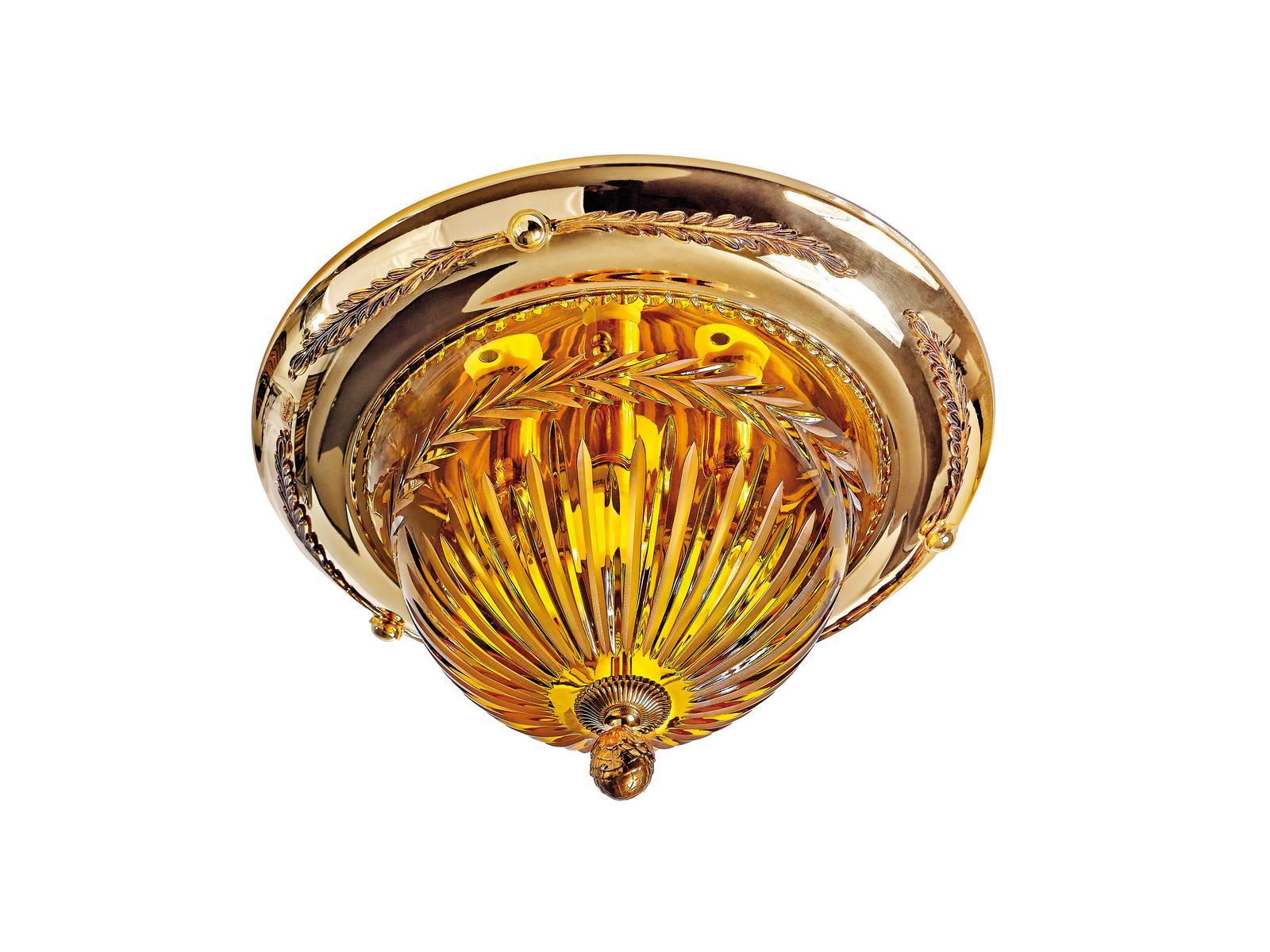 AMBER 430/PLG Shaded gold plated ceiling light with amber crystal