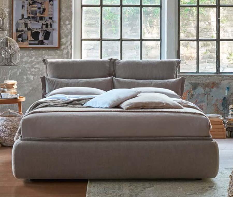 SOMNIA Fabric bed with upholstered headboard
