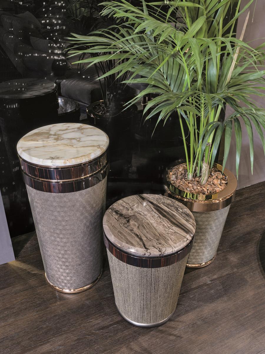 HERBERT Round leather coffee table