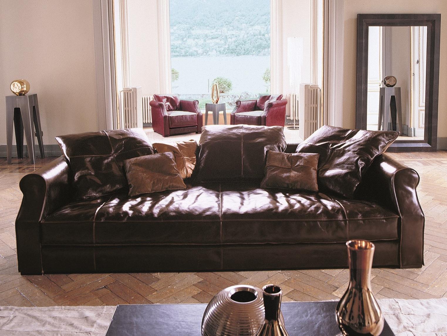 RUBENS FREE BACK CUSHIONS Sectional tanned leather sofa