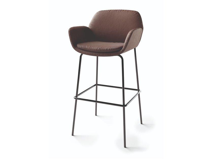 SHIELD High upholstered stool with back