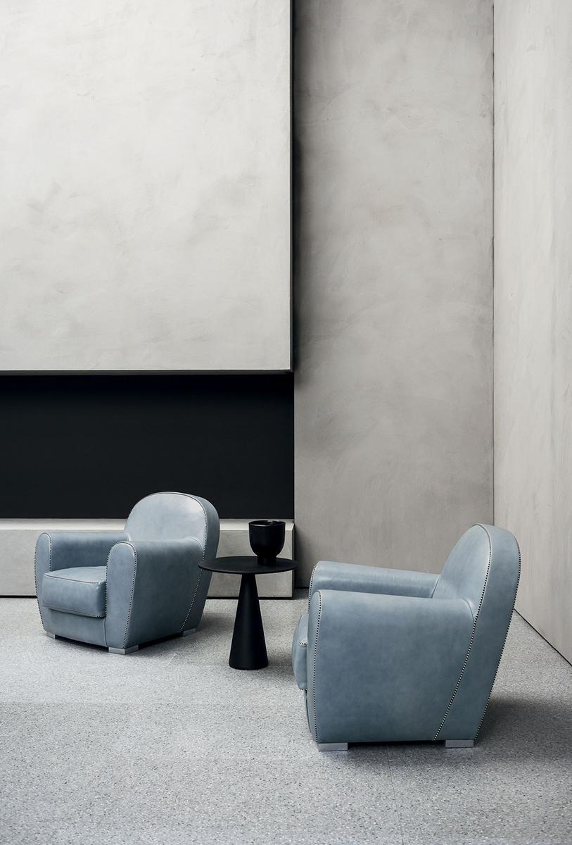 AMBURGO BABY Leather armchair with armrests