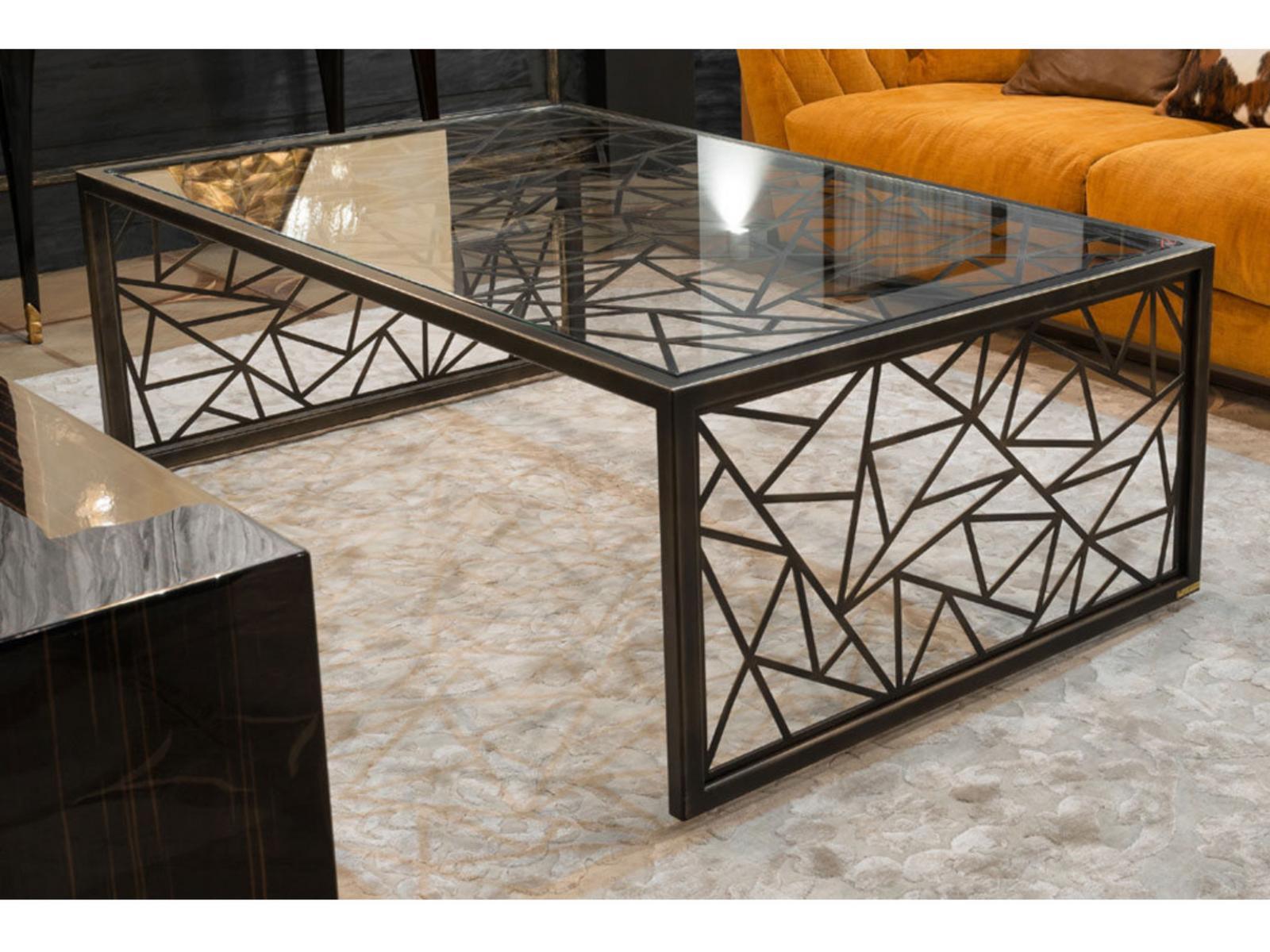 ZAZÀ Rectangular steel and crystal coffee table