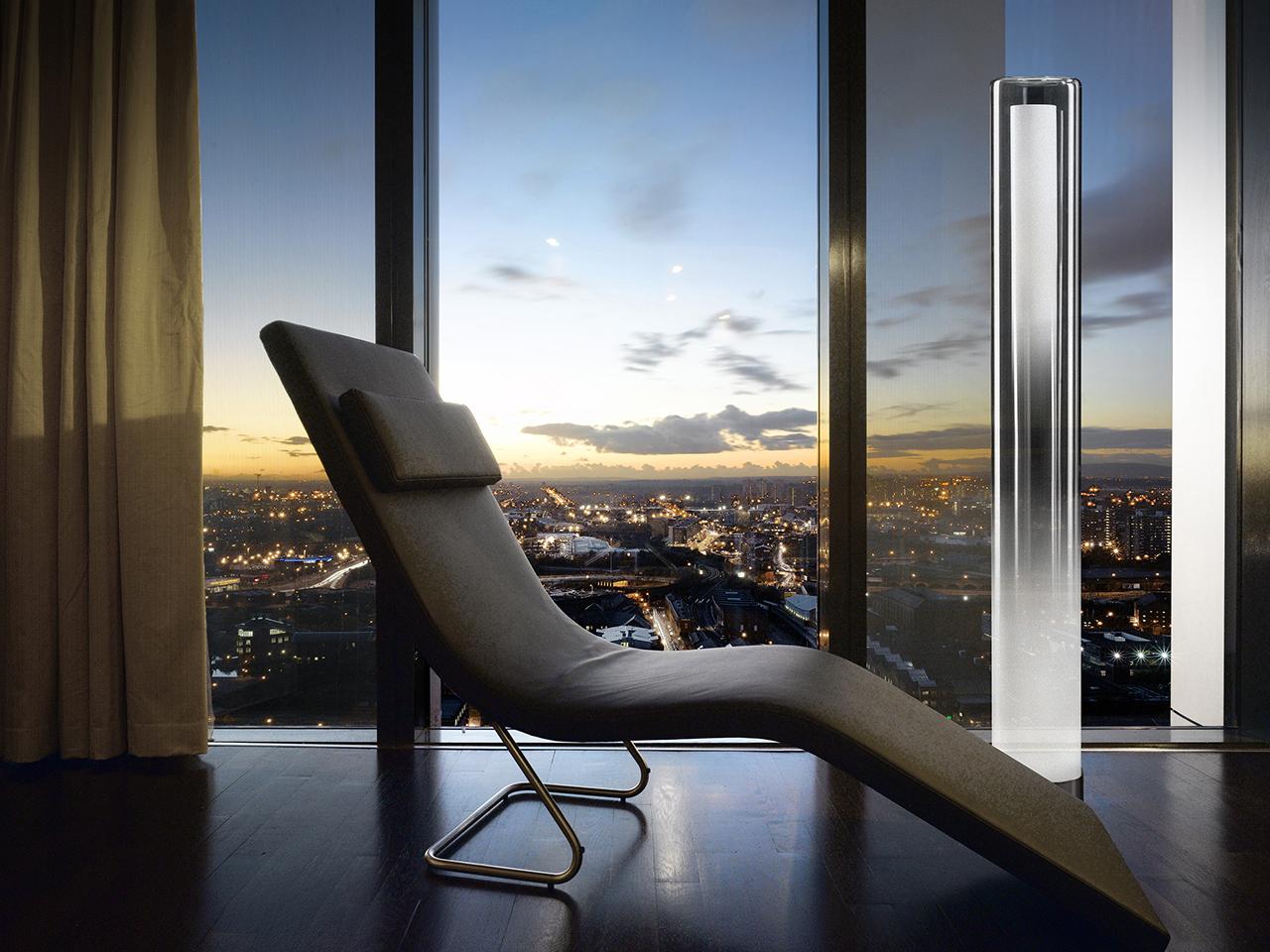 GRADIENT T1802/P LED glass floor lamp with dimmer