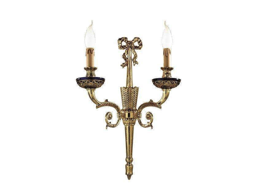 NOEMI 236/A2 Shaded gold plated wall light with blue crystal