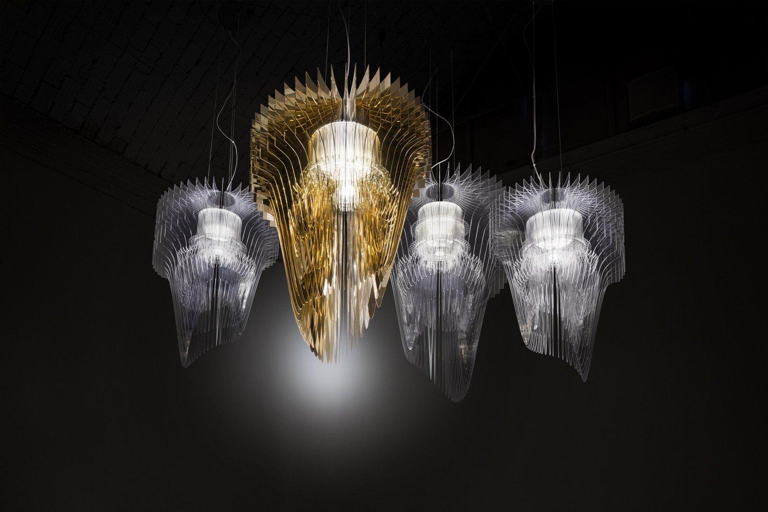 ARIA GOLD LED Lentiflex® and Cristalflex® pendant lamp