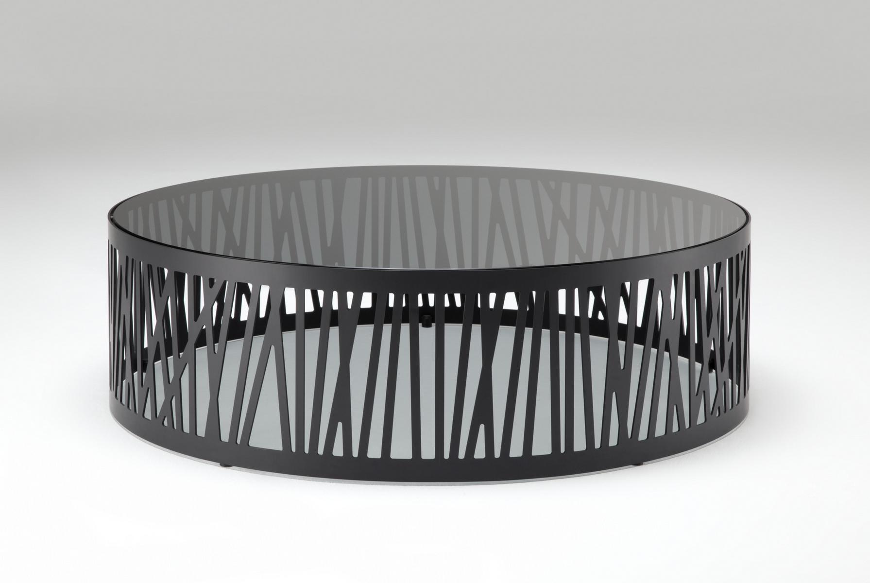 8330 Round glass and steel coffee table