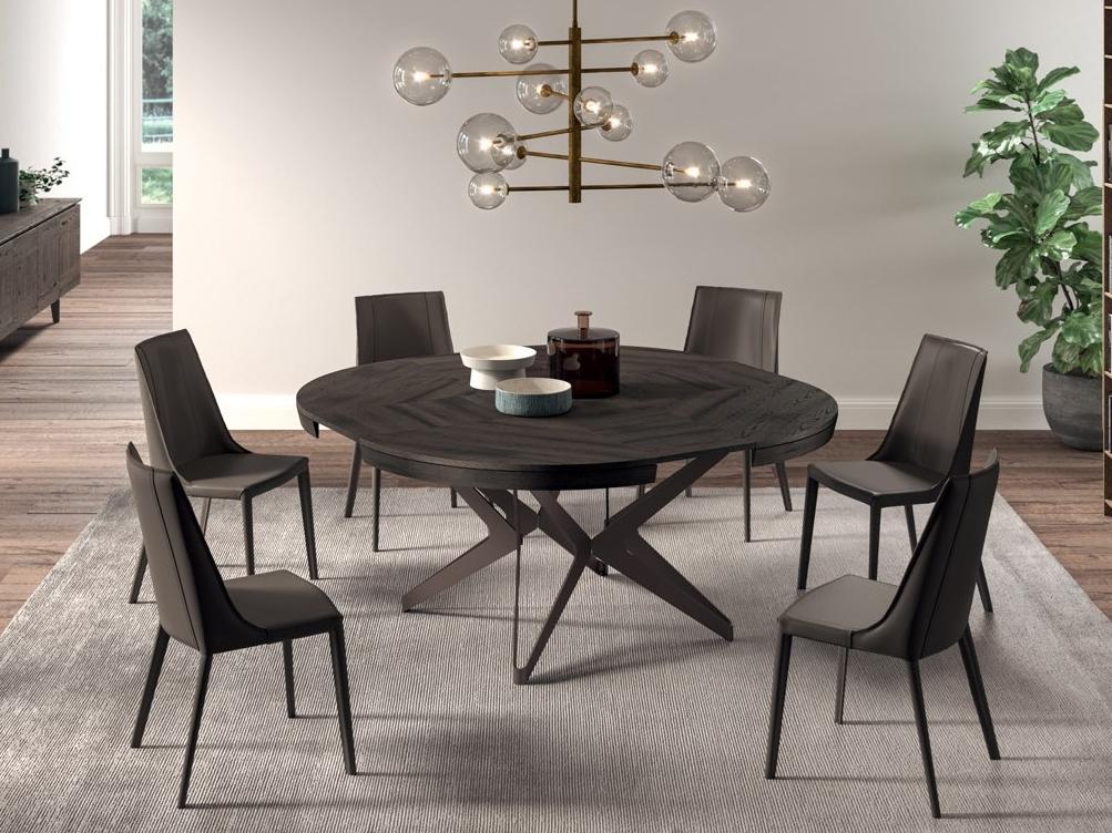 BIG ROUND Extending round steel and wood table