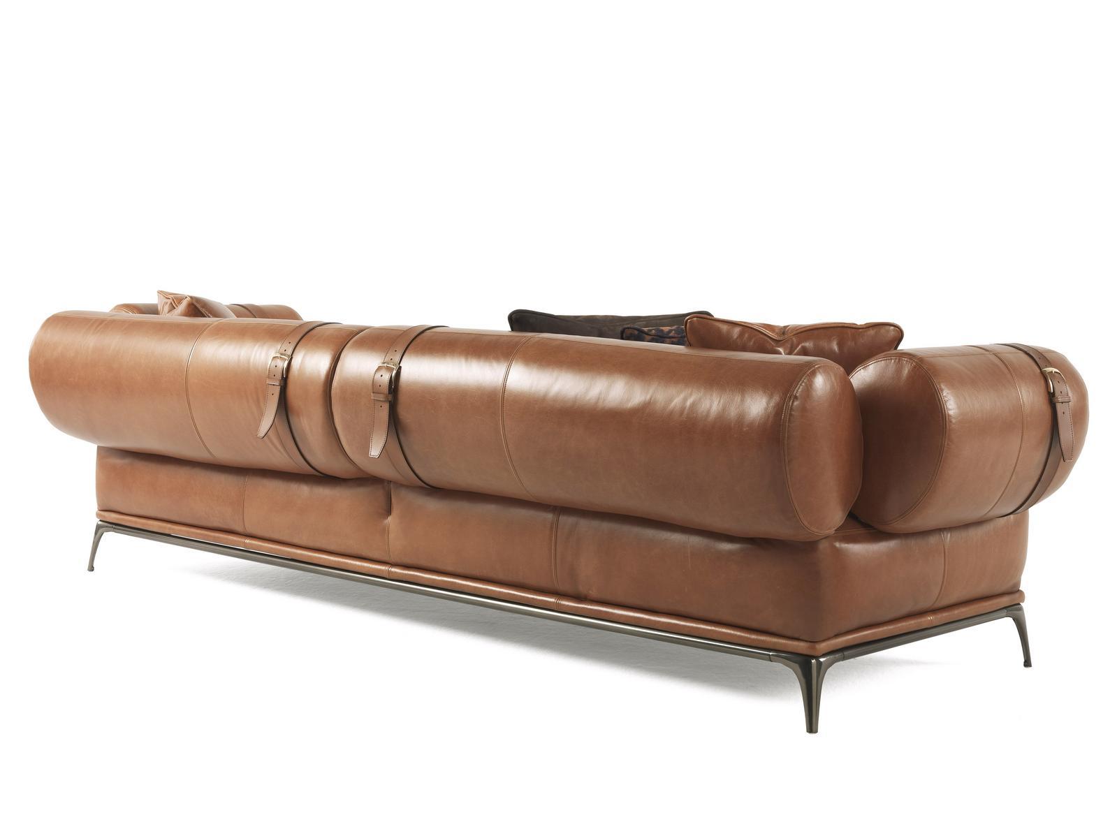 PHOENIX 3 seater tanned leather sofa