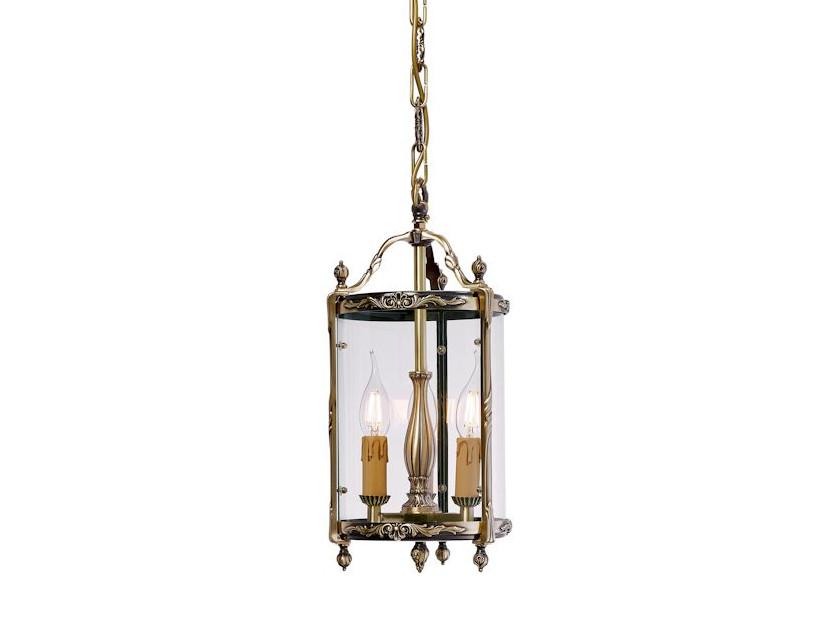 EMILY 448/3 Antique brass lantern with glass