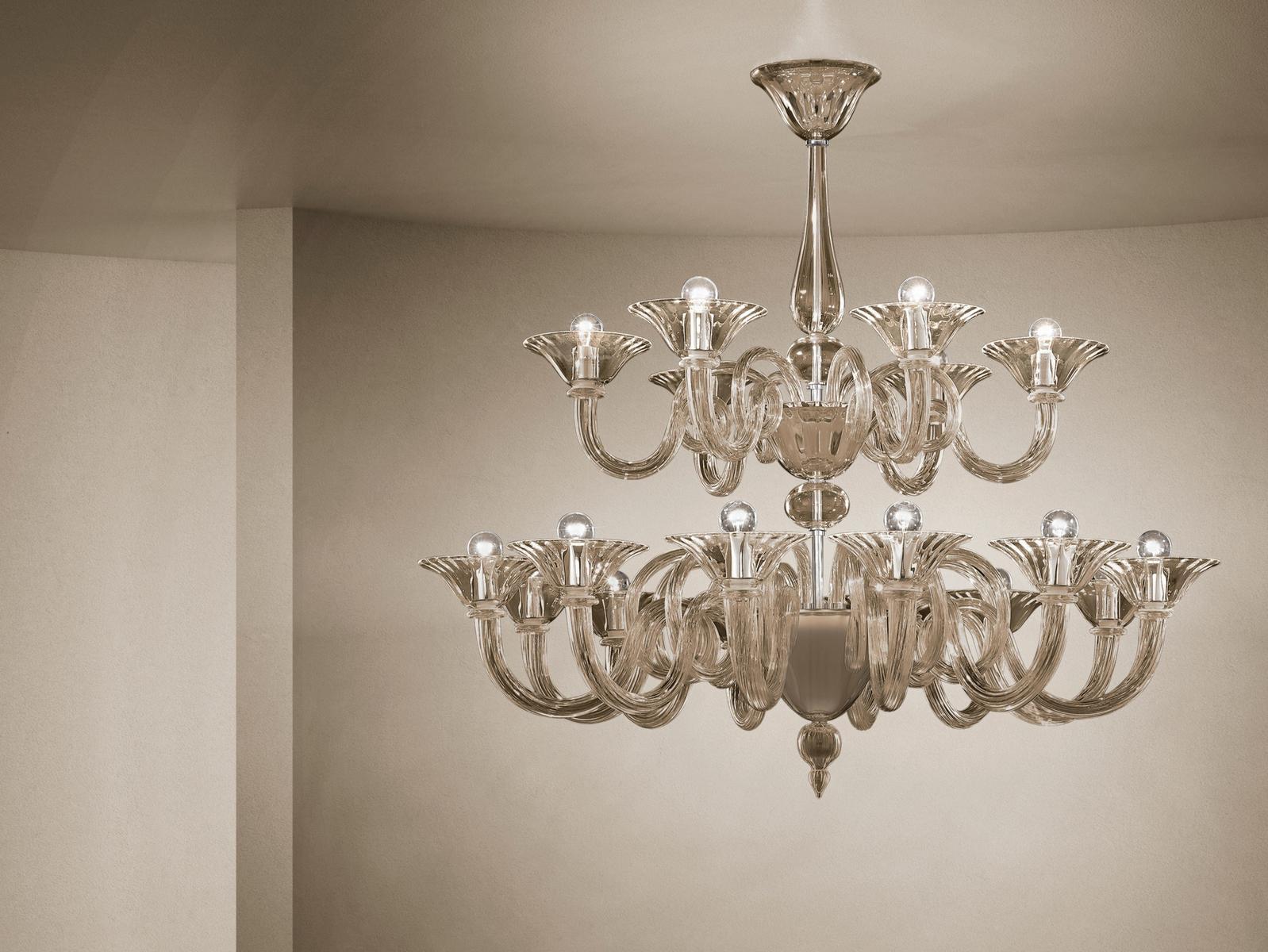 DOLFIN Glass chandelier with crystals