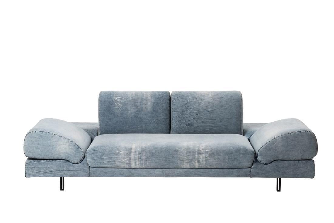 ROCCO Convertible 3 seater denim fabric sofa