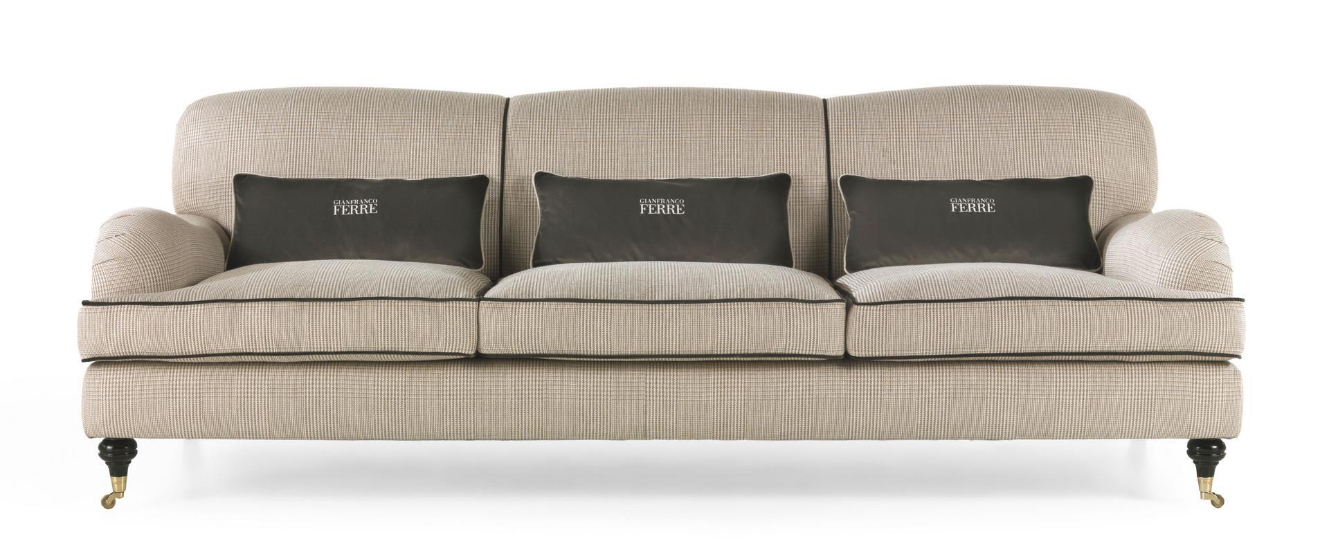 LONDON 3 seater fabric sofa with castors