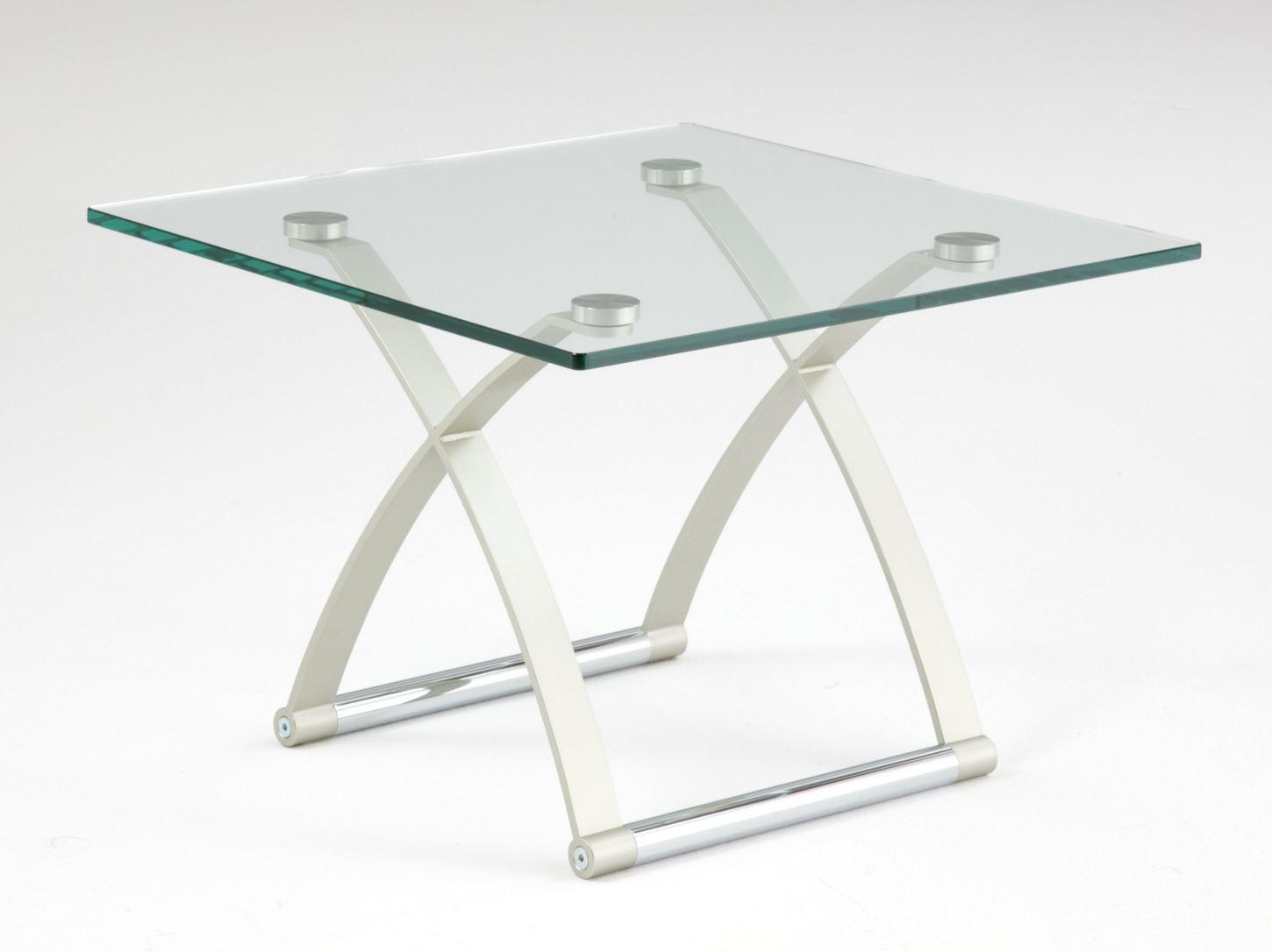 1150 Square glass and steel coffee table