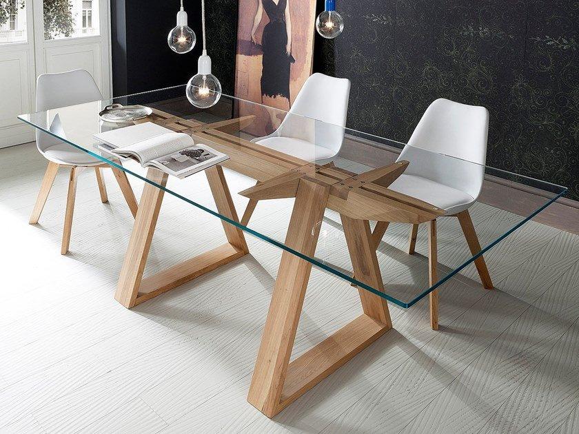 TOKYO Rectangular tempered glass dining table