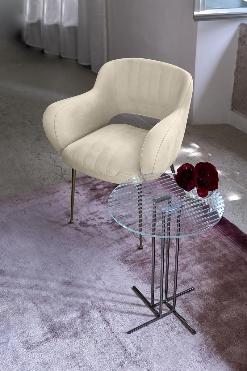 ODISSEY Round metal and glass coffee table
