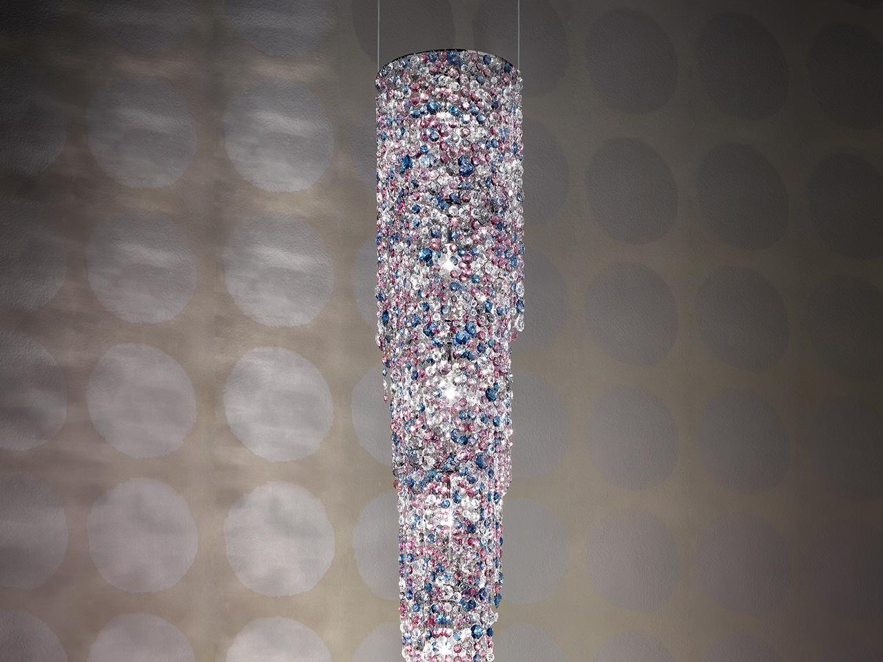 IMPERO & DECO VE 892 S6 Incandescent metal pendant lamp with crystals