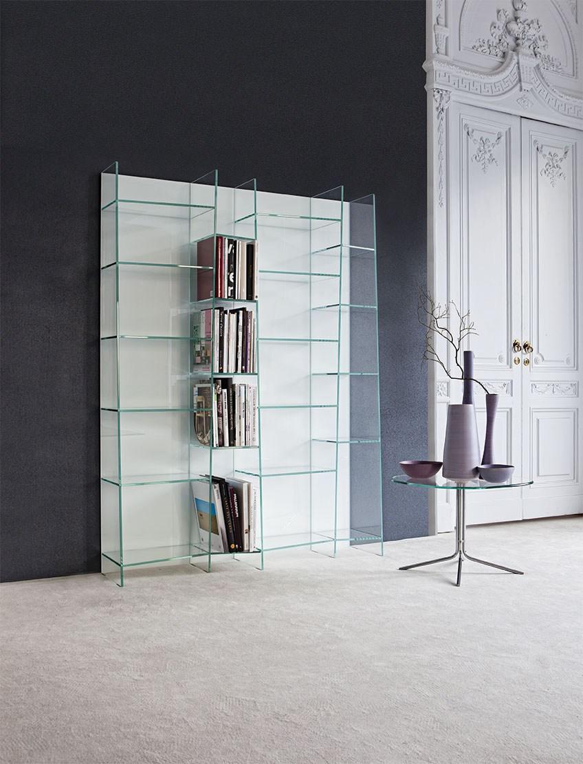 DELPHI H. 190 Freestanding modular glass bookcase