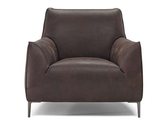 DOLLY Leather armchair with armrests