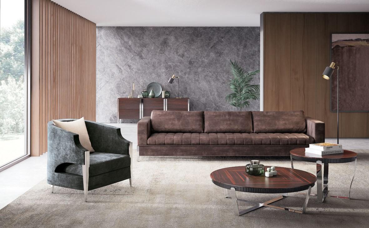 ARISTO M Round steel and wood coffee table