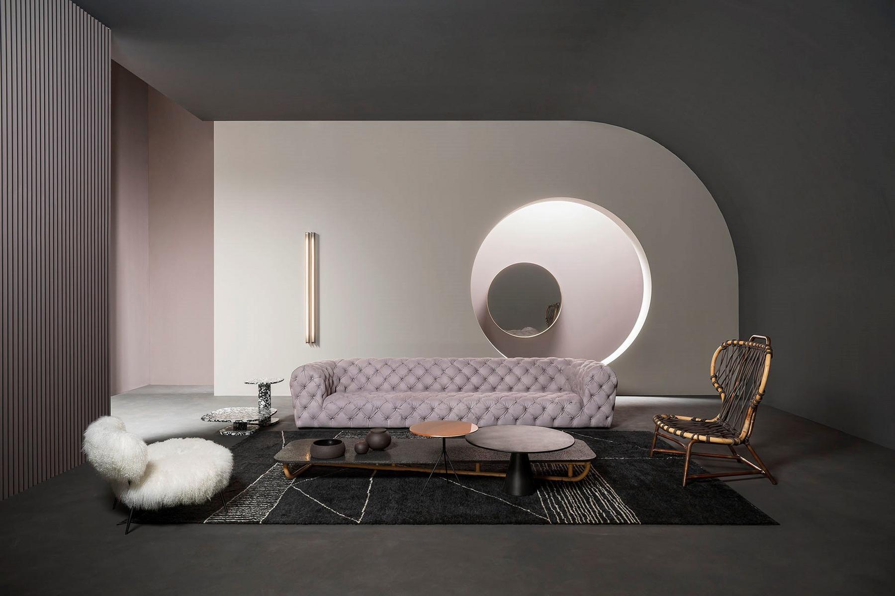 CHESTER MOON Tufted leather sofa