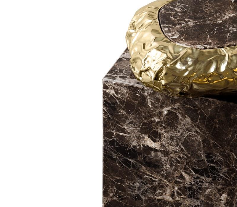 STONEHENGE DARK EMPERADOR Square Dark Emperador marble coffee table