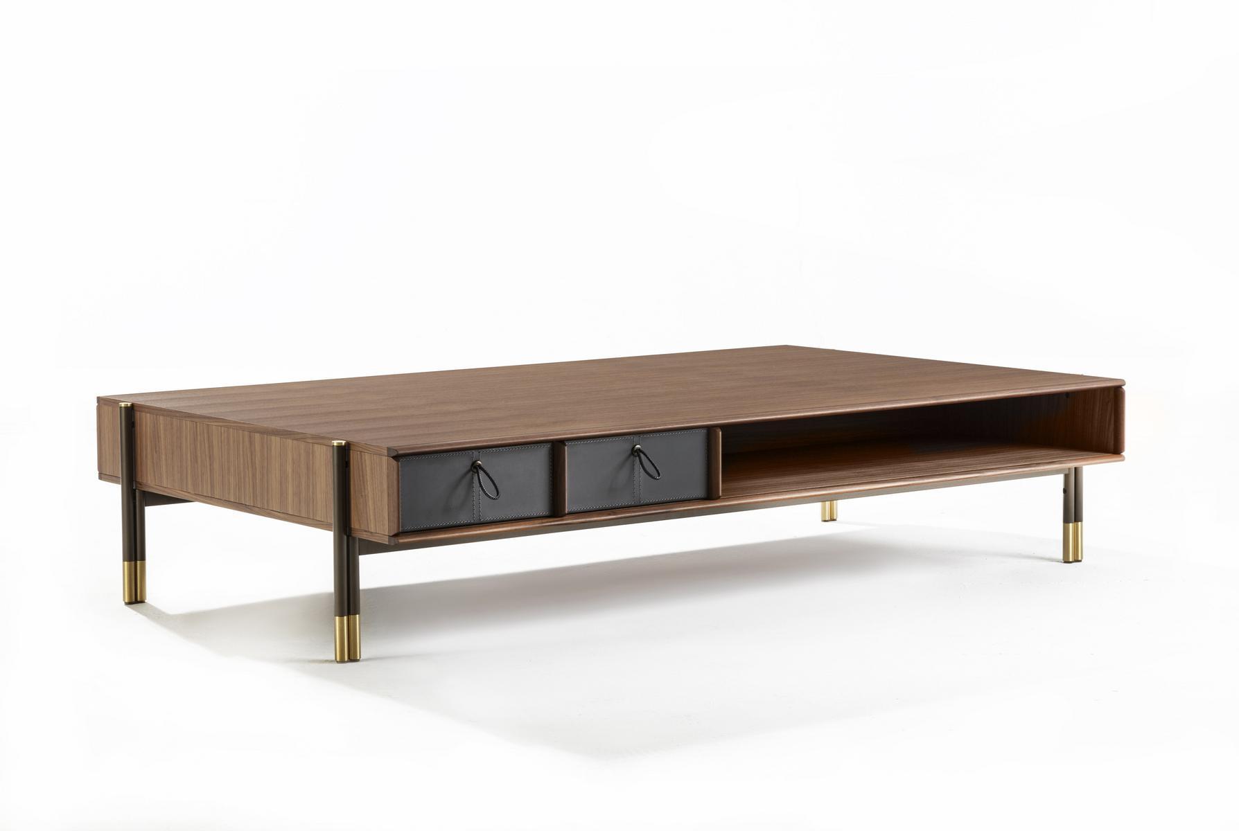 BAYUS Low rectangular coffee table in canaletta walnut