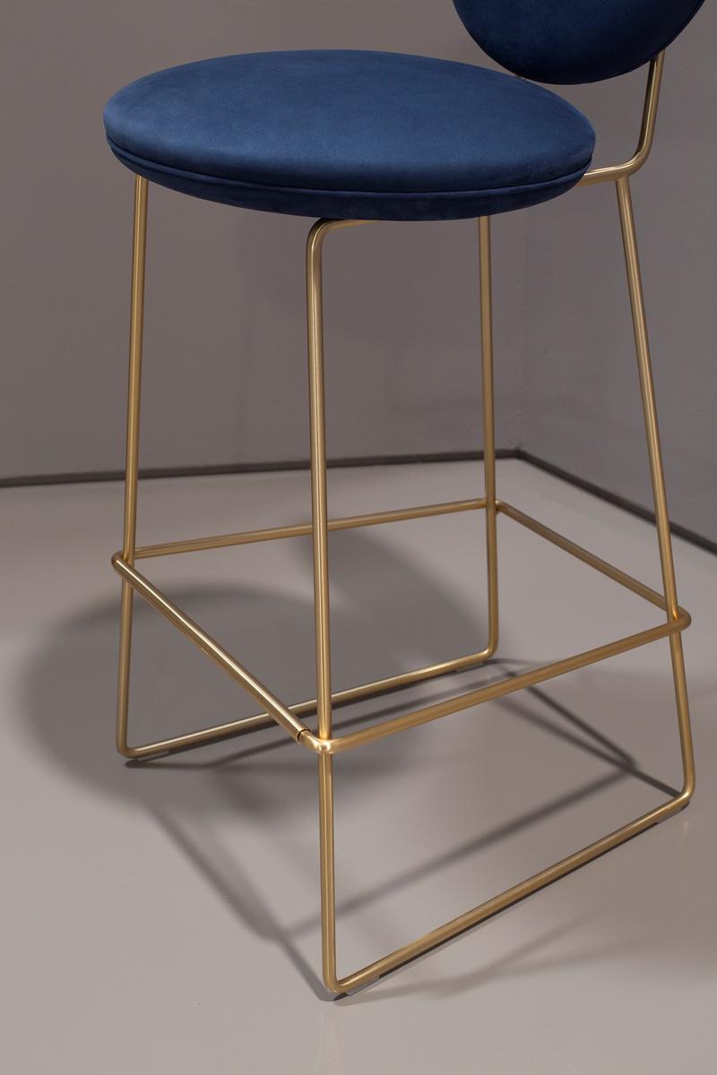 GEMMA Contemporary style high upholstered leather stool with footrest