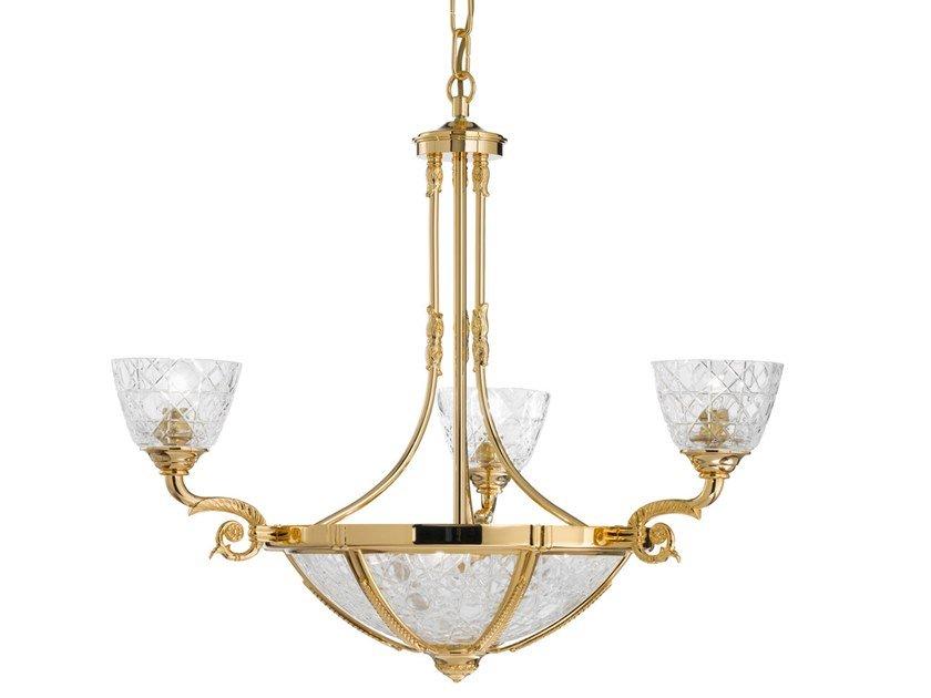 LEONARDO 1893/3+3-C Gold plated chandelier with crystal
