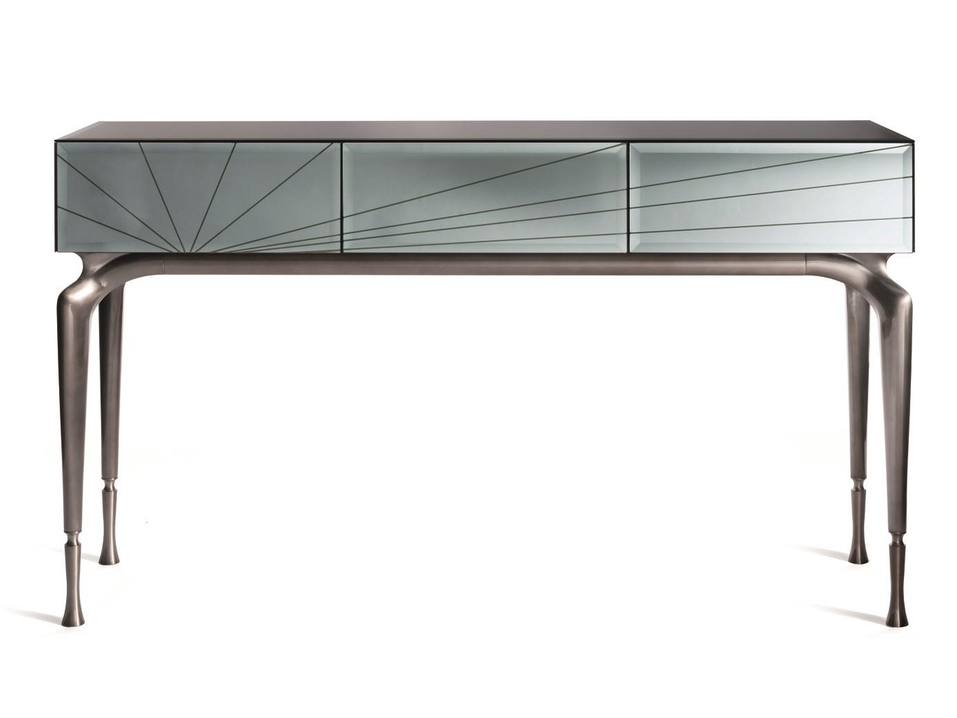 ALBA Mirrored glass console table with drawers