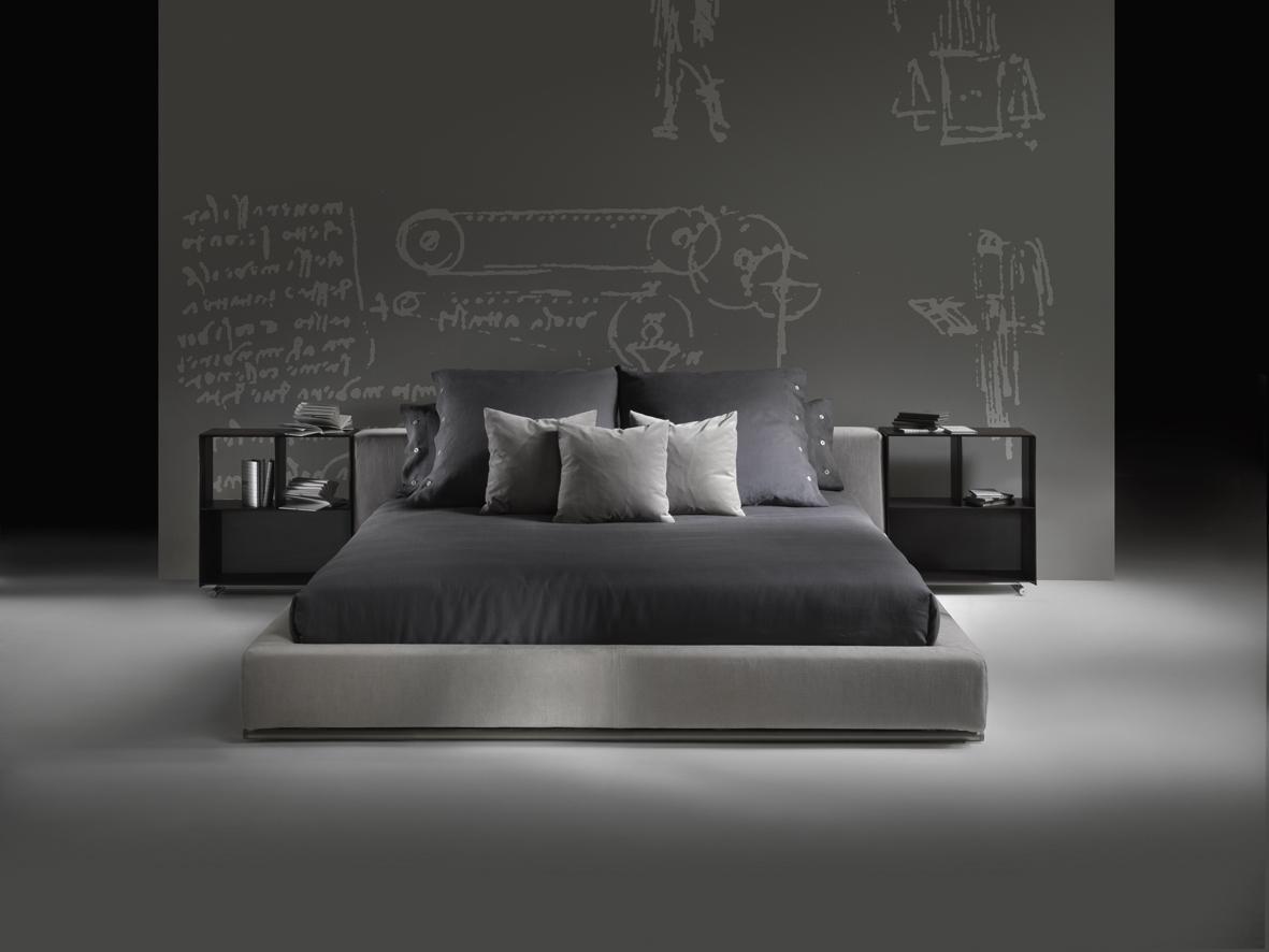GROUNDPIECE Fabric double bed with removable cover