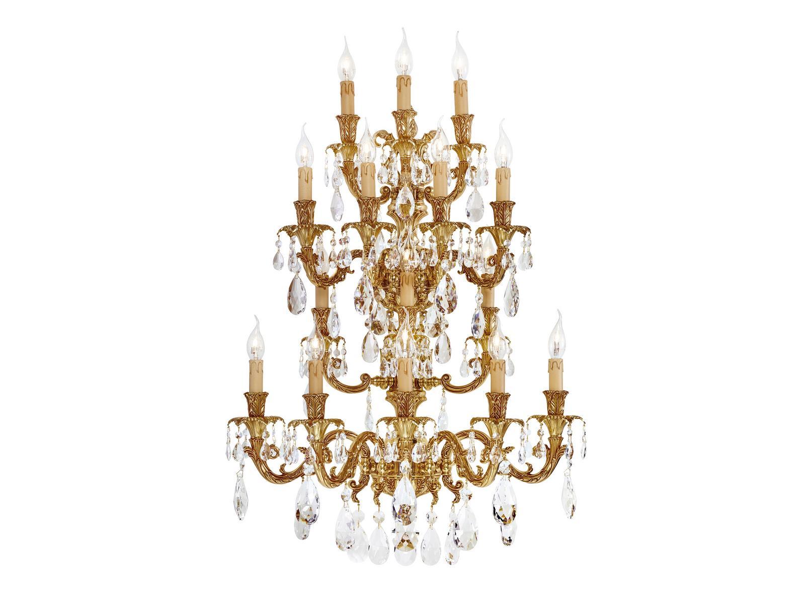 CAESAR 798/A15-SH/G French Gold wall light with pear shape Schoeler crystals