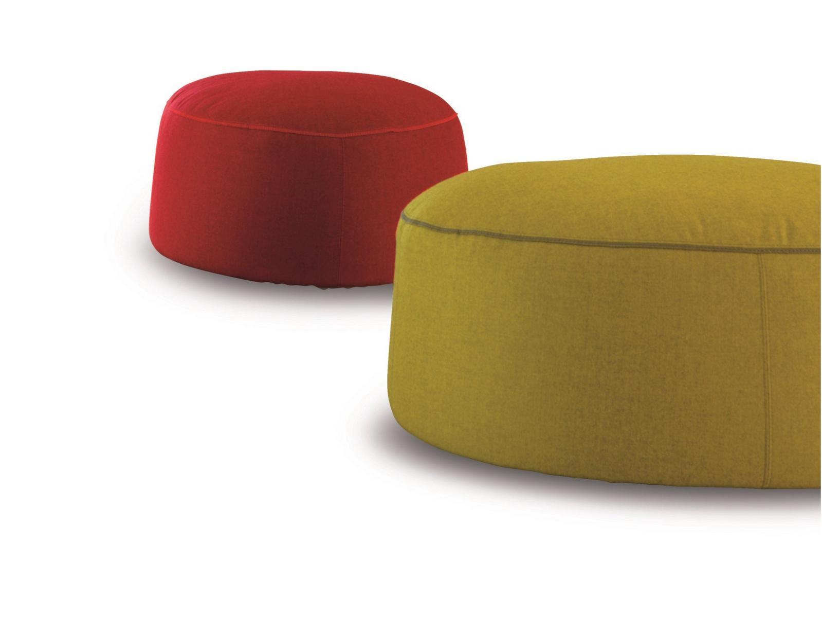 MILOS Round fabric pouf with removable lining