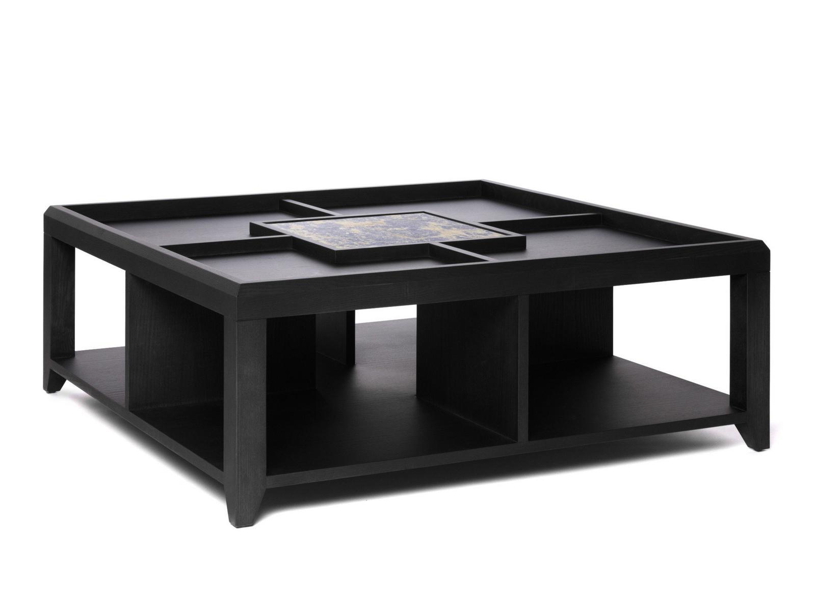 MILETO Low wooden coffee table with storage space