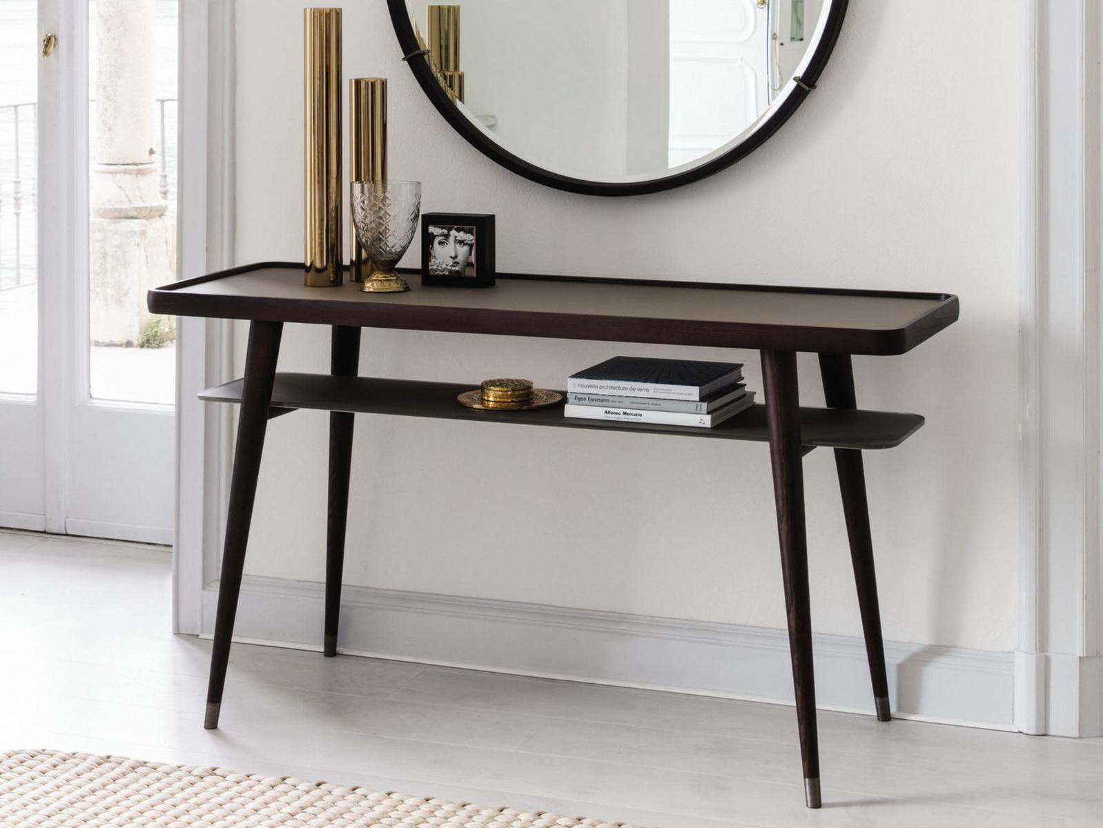 CHANTAL Rectangular ash console table with shelving