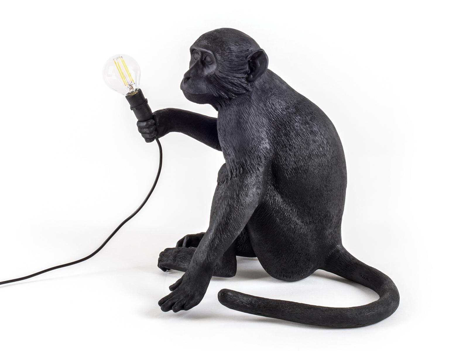 THE MONKEY LAMP BLACK SITTING LED resin floor lamp