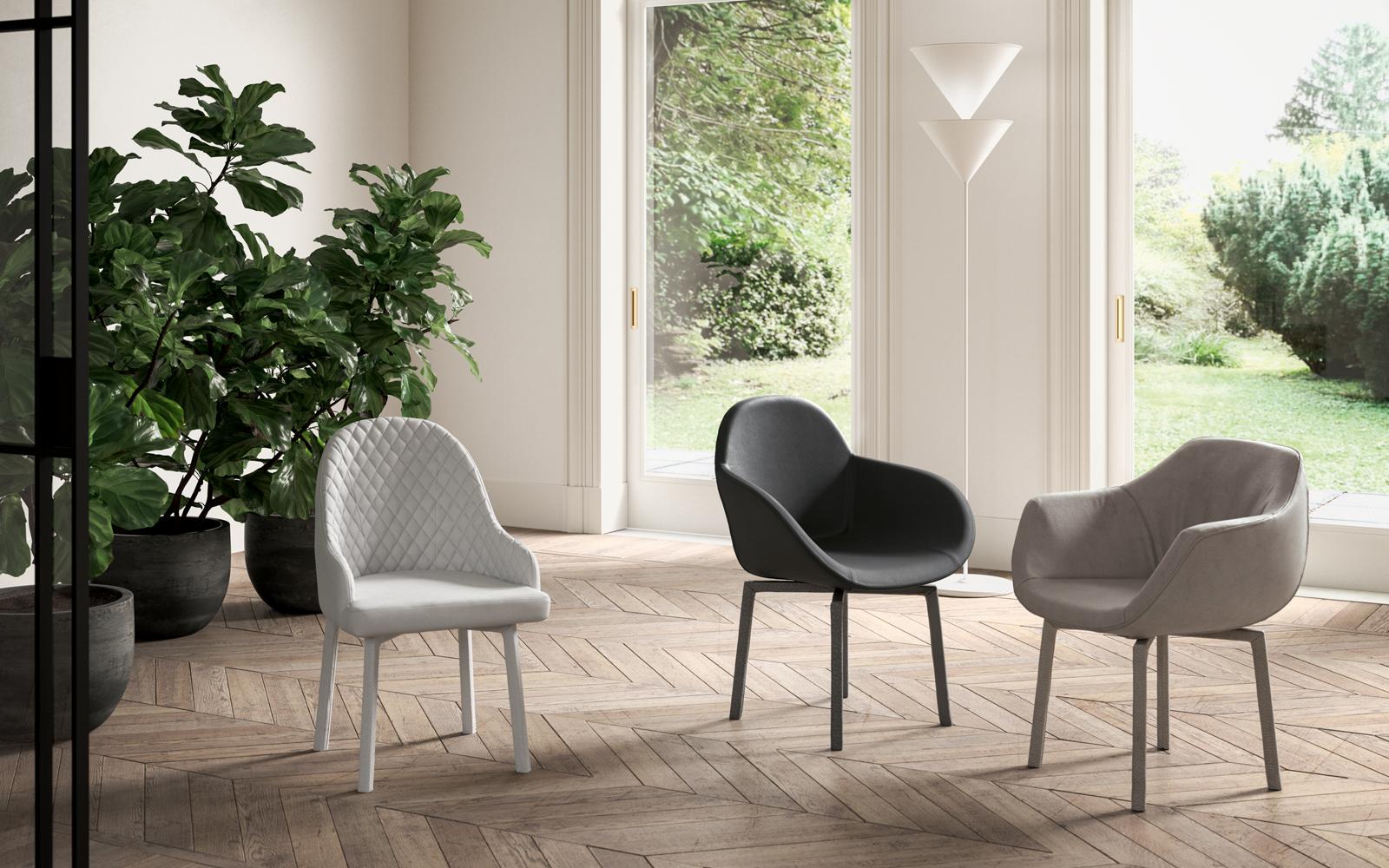 DEMETRA Upholstered chair with armrests