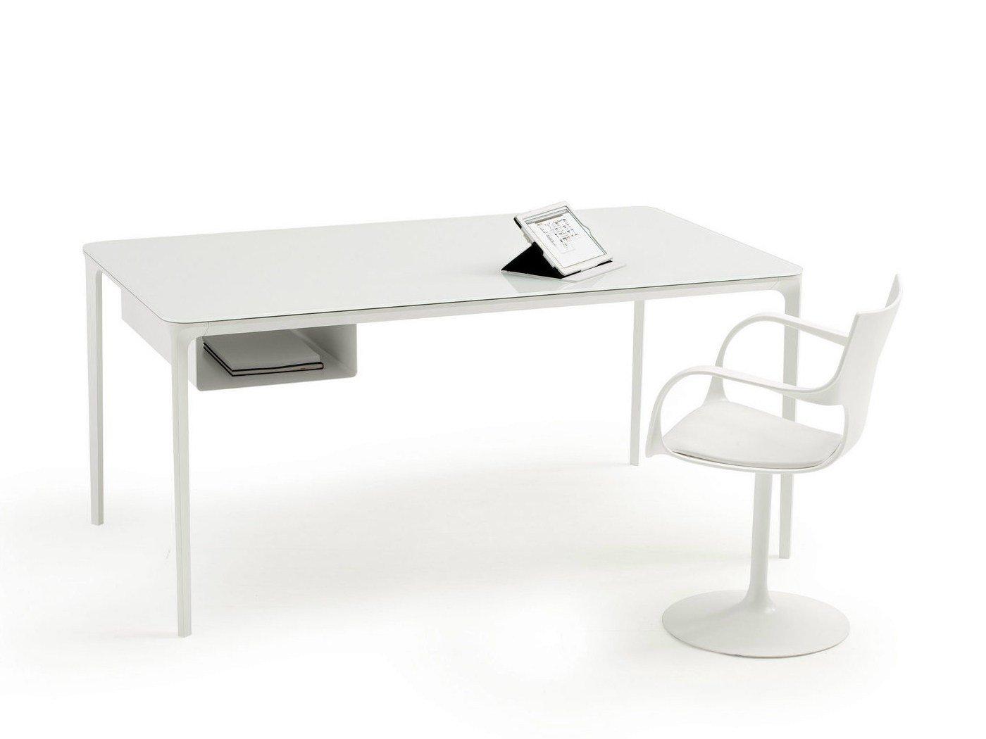 SLIM OFFICE Rectangular glass writing desk