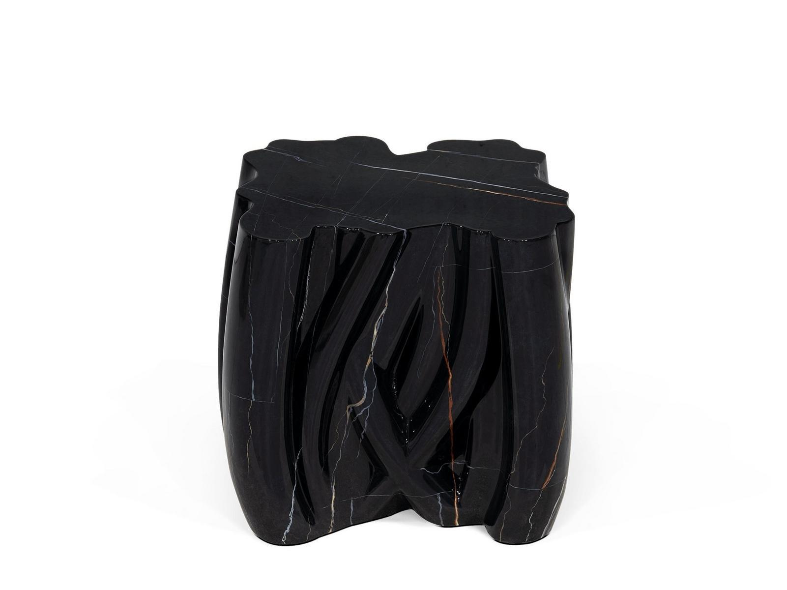 MONOCHROME FAUX-MARBLE Glass-fibre side table MONOCHROME FAUX-MARBLE Glass-fibre side table