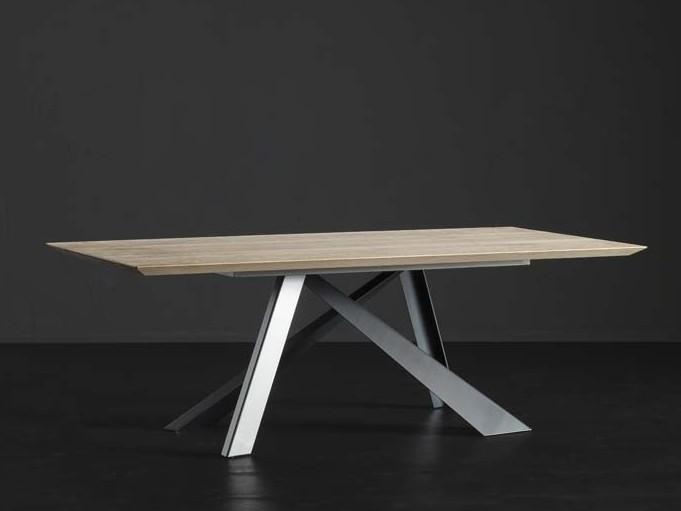 TOLEDO + METAL Rectangular wooden dining table